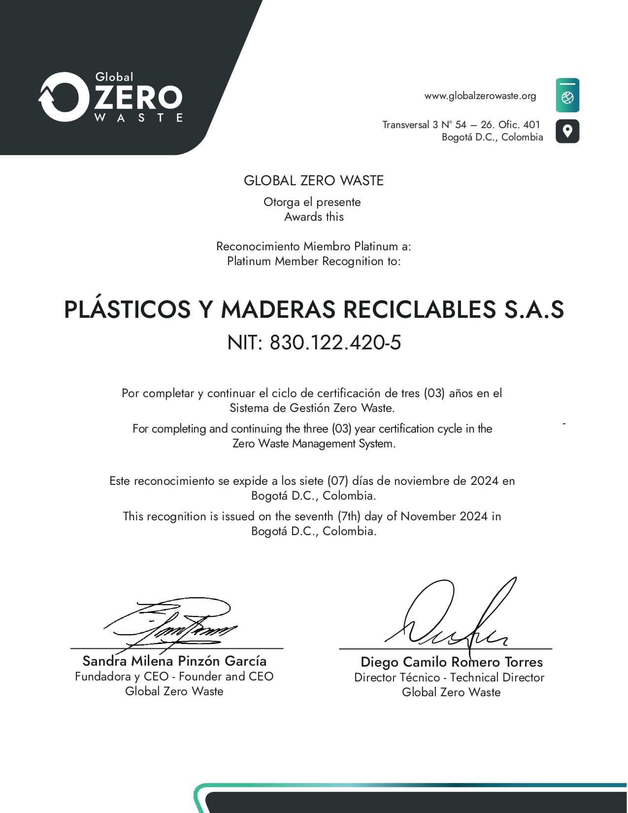 reconocimiento zero waste 2024 3